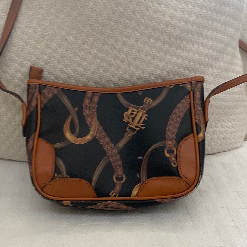 Chic Black and Brown Crossbody Bag with Leather Trim